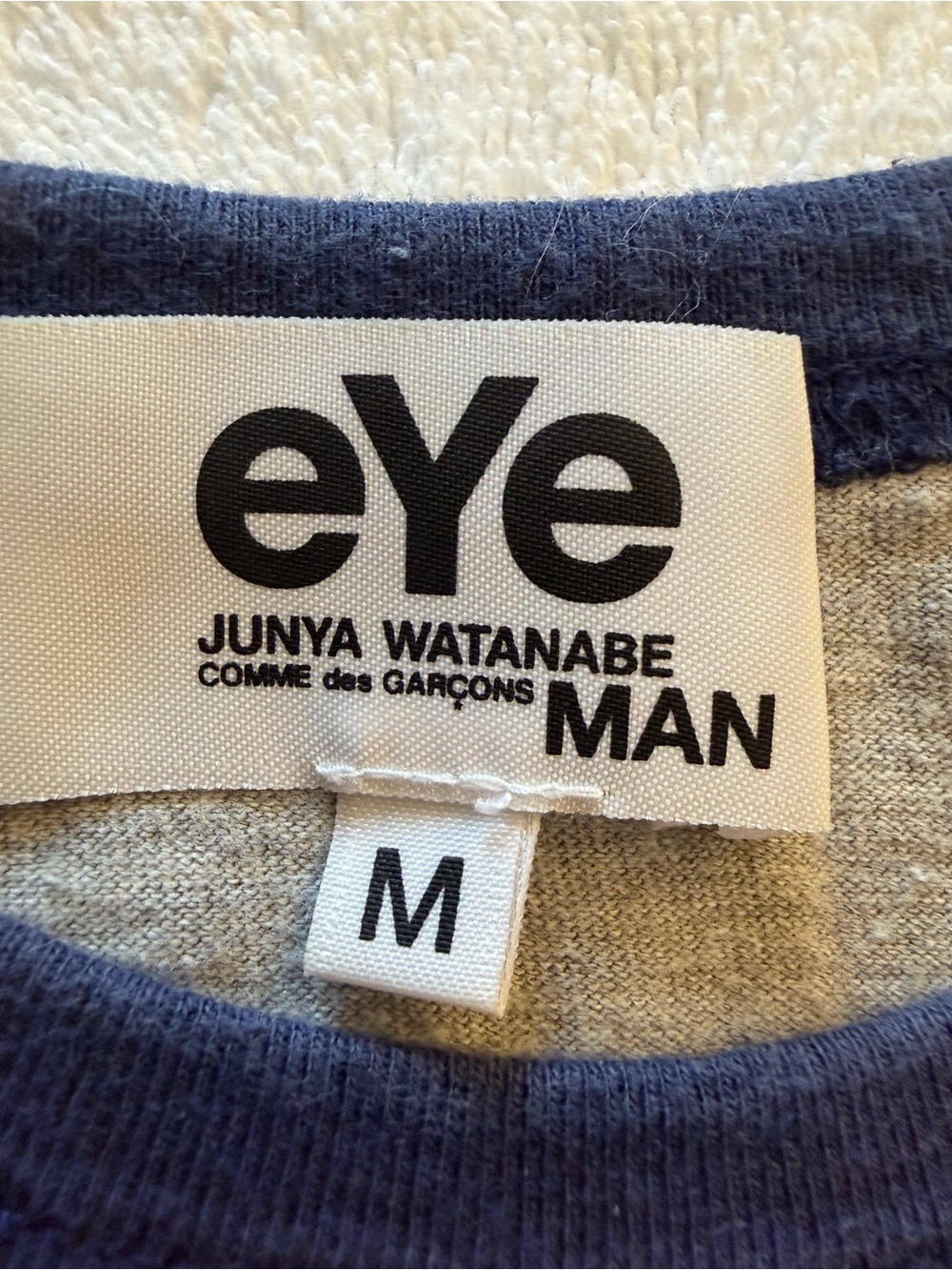 Comme des Garcons eYe Grey Tee with Navy Trim - Picture 3 of 10